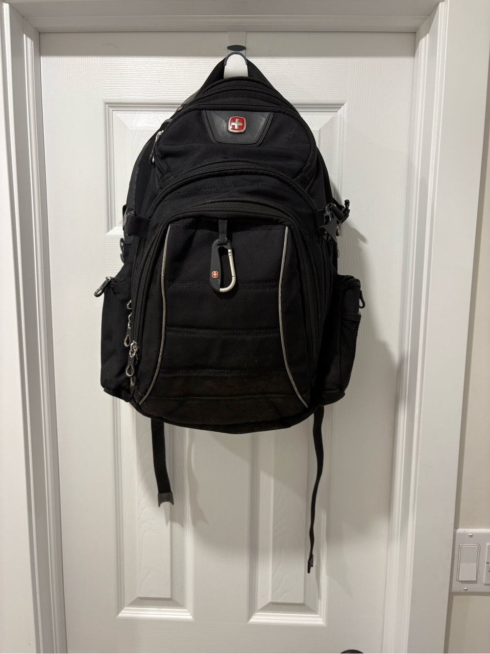 SwissGear Black Backpack with Red Logo Accent